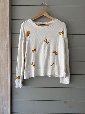 Anthro | Jane & Delancey Pasta Embroidered Sweatshirt | Size M